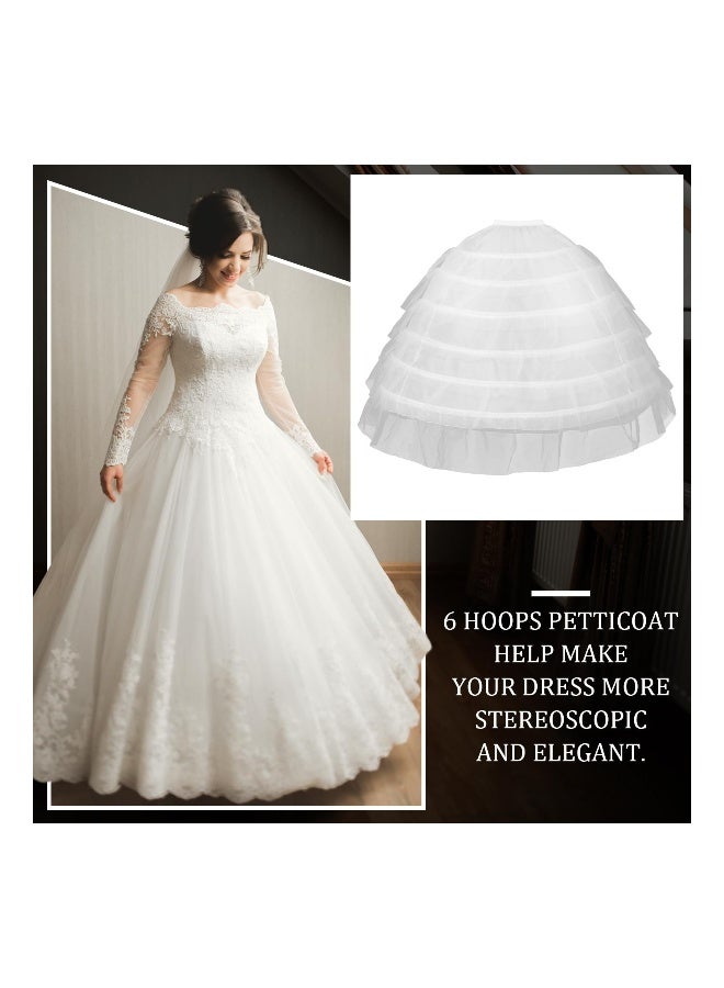 Long White Wedding Petticoats for Women, A-line 6 Hoop Tulle Underskirt Super Puffy, Adjustable Slip Crinoline for Bridal Dress Ceremony Prom Party Bridesmaid, Skirt Length 110cm - Image 3