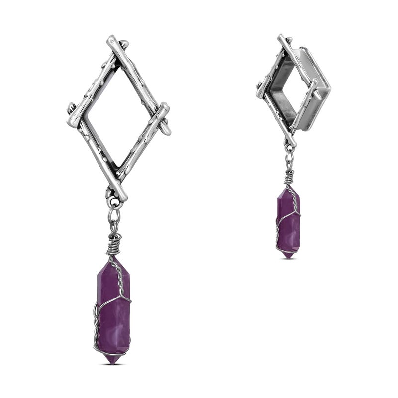 ERKUOO 2PCS Gauges For Ears Rhombic Crystal Dangle Ear Tunnels Plugs Flesh Earrings Expander Stretcher Expander Piercing Jewelry 00g(10mm) - Image 1