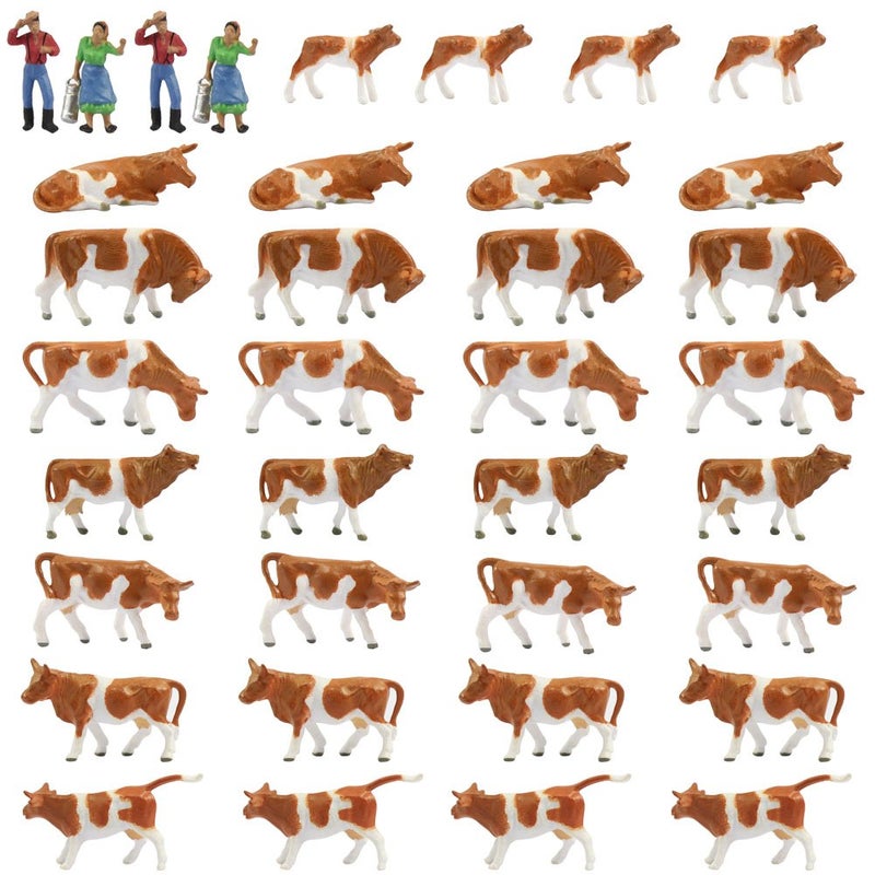 Evemodel Farm Animals Figure SetAN8705 36PCS 187 Well Painted Model Cows and Figures for HO Scale Model Train Scenery Layout Miniature Landscape New - Image 2