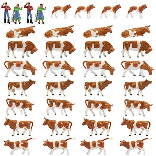 Evemodel Farm Animals Figure SetAN8705 36PCS 187 Well Painted Model Cows and Figures for HO Scale Model Train Scenery Layout Miniature Landscape New - Image 1