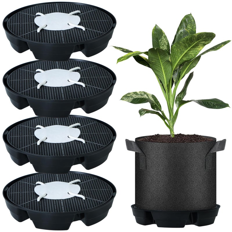 UYEDUJZ 4 Pcs Self-Watering Fabric Pot Base, Auto-Irrigation System Plant Saucer for 5 Gallon Fabric Pots, Auto Watering Plant Water Tray Self Watering System for Indoor Greenhouses Grow Tents Gardens - Image 1