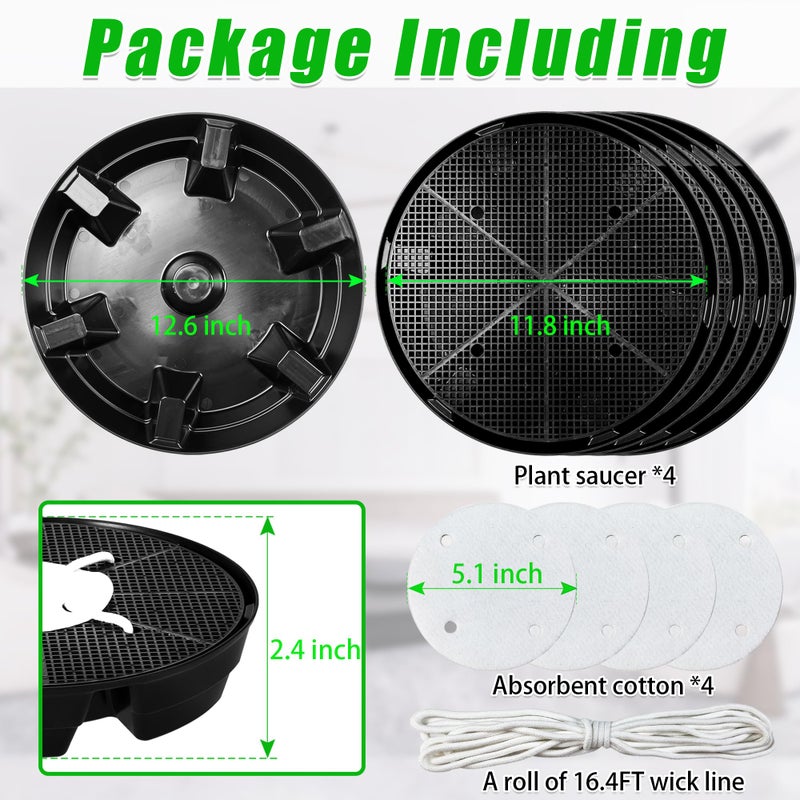UYEDUJZ 4 Pcs Self-Watering Fabric Pot Base, Auto-Irrigation System Plant Saucer for 5 Gallon Fabric Pots, Auto Watering Plant Water Tray Self Watering System for Indoor Greenhouses Grow Tents Gardens - Image 2