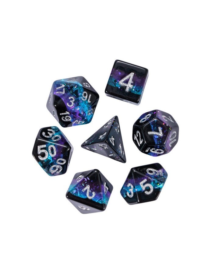 HDdais HDdais Glitter DND Dice Set, 7PCS RPG Resin D and D Dice Set Multi Color D&D Polyhedral Dice with Leather Pouch for Dungeons and Dragons Role Playing Games and Other Tabletop Games  - Image 2