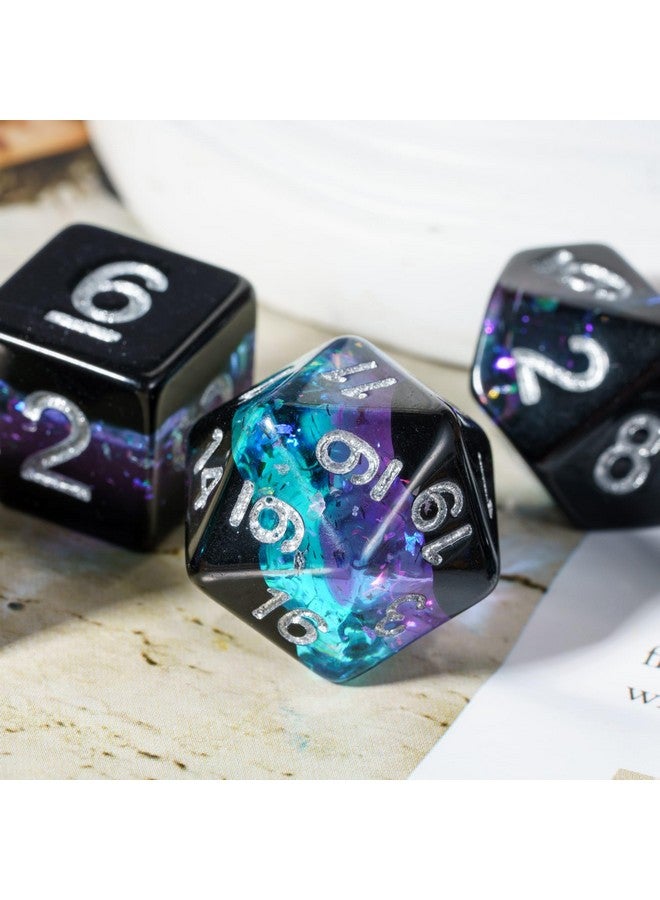 HDdais HDdais Glitter DND Dice Set, 7PCS RPG Resin D and D Dice Set Multi Color D&D Polyhedral Dice with Leather Pouch for Dungeons and Dragons Role Playing Games and Other Tabletop Games  - Image 4