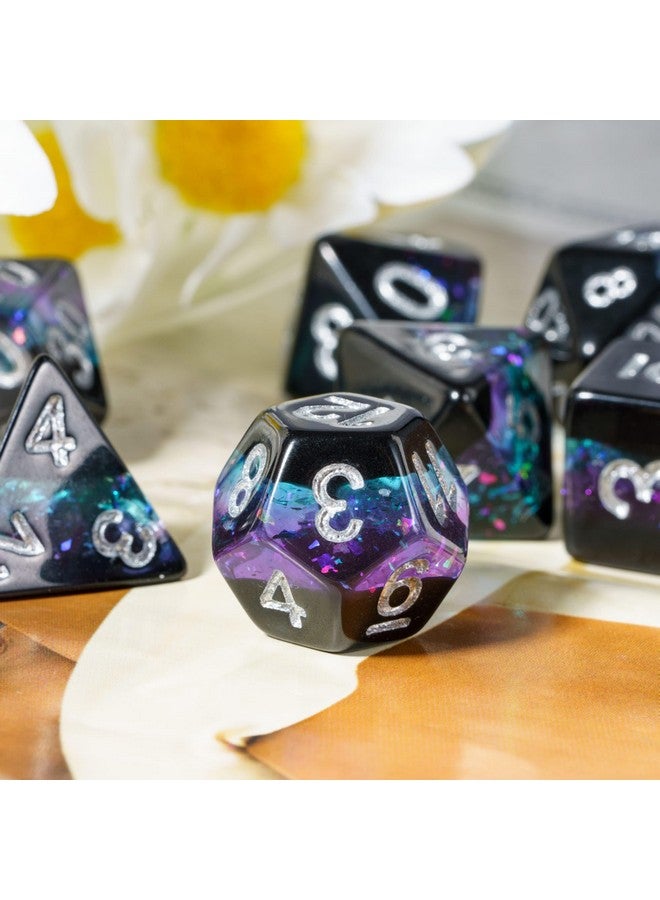 HDdais HDdais Glitter DND Dice Set, 7PCS RPG Resin D and D Dice Set Multi Color D&D Polyhedral Dice with Leather Pouch for Dungeons and Dragons Role Playing Games and Other Tabletop Games  - Image 5