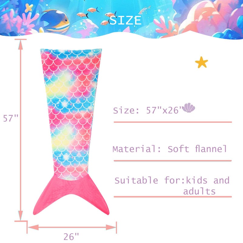 Paljaca Mermaid Tail Blanket for Kids Soft Wearable Blankets Super Plush Flannel Sleeping Snuggle Blanket Gifts for Girls 4~12 Year (Pink) - Image 2