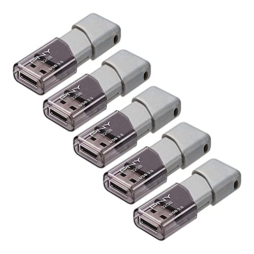 PNY 32GB Turbo Attache 3 USB 3.0 Flash Drive, Grey (Pack of 5) - Image 2