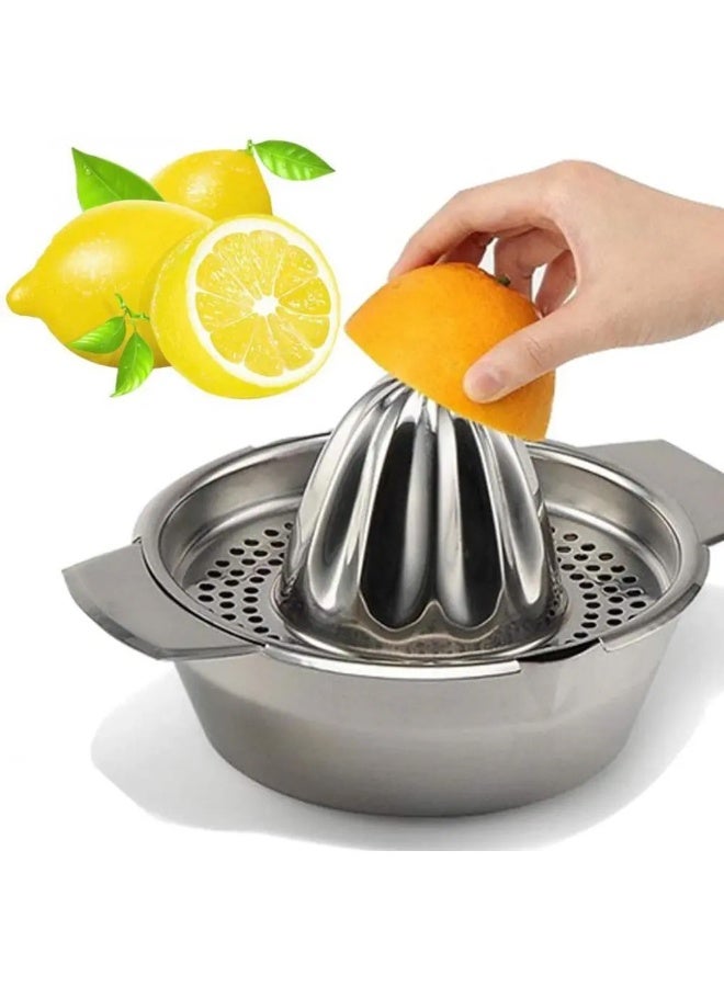 Stainless Steel Manual Citrus Juicer with Built-In Strainer, Heavy Duty Juice Press for Orange, Lemon, Lime & Grapefruit, Handheld Fruit Squeezer for Home Kitchen, Bar & Healthy Fresh Juice