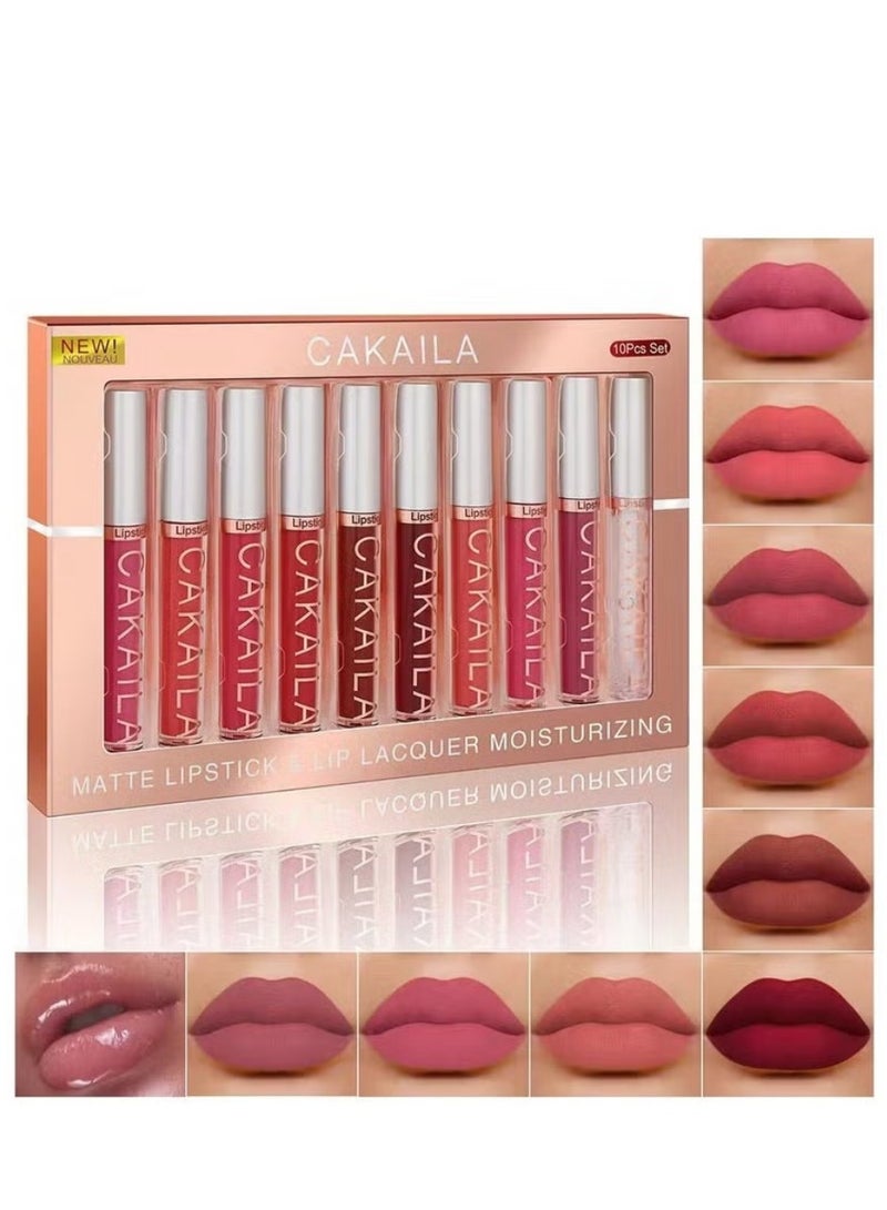 CAKAILA 10Pcs Matte Liquid Lipstick Set Contains Smooth Lip Lacquer for Women - Image 1