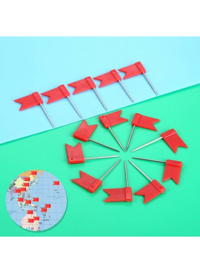 Yetaha 100pcs Red Flag Push Pins Nail Thumb Tack Cork Board Map Drawing Pins For Notice Cork Board World Map Red - Image 3
