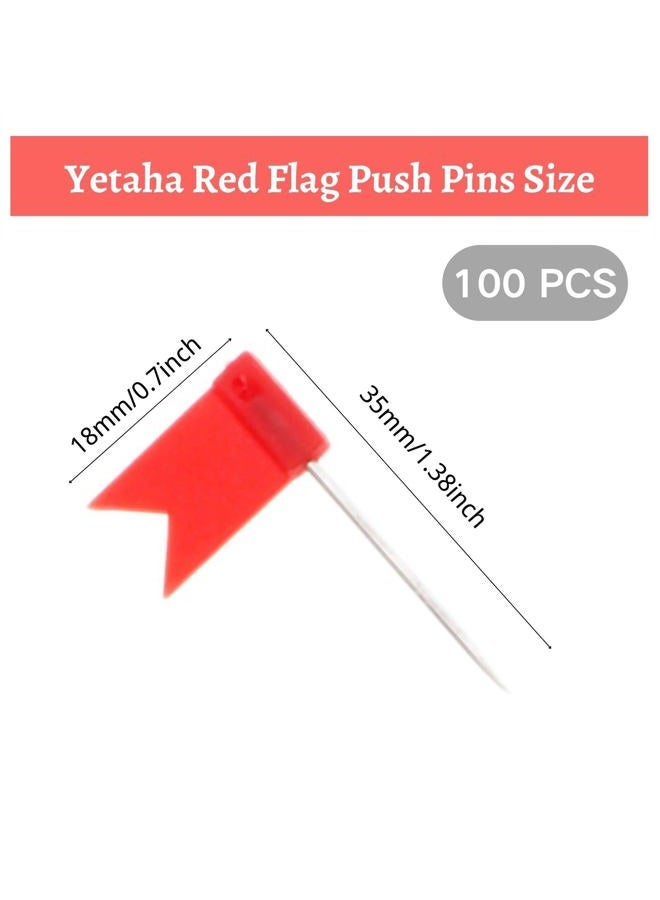 Yetaha 100pcs Red Flag Push Pins Nail Thumb Tack Cork Board Map Drawing Pins For Notice Cork Board World Map Red - Image 2