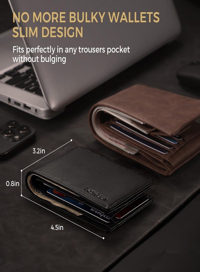 RUNBOX Wallet for Men Bifold RFID Blocking Wallets with 2 ID Window 14 Card Holders 1 cash pocket 1 Gift Box - Image 2