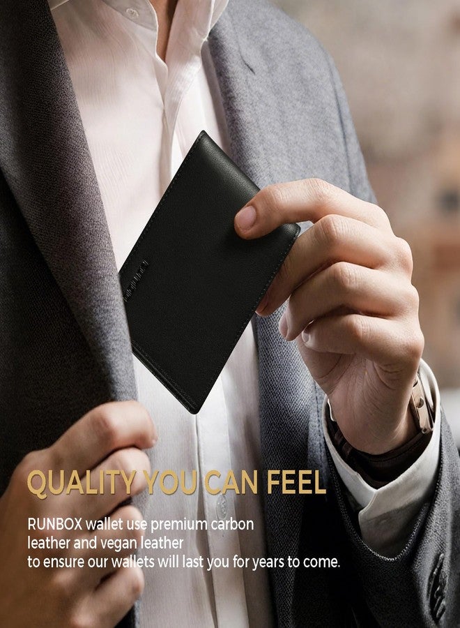 RUNBOX Wallet for Men Bifold RFID Blocking Wallets with 2 ID Window 14 Card Holders 1 cash pocket 1 Gift Box - Image 5
