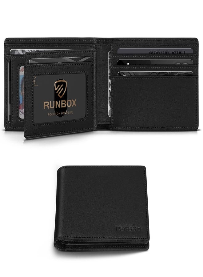 RUNBOX Wallet for Men Bifold RFID Blocking Wallets with 2 ID Window 14 Card Holders 1 cash pocket 1 Gift Box - Image 1
