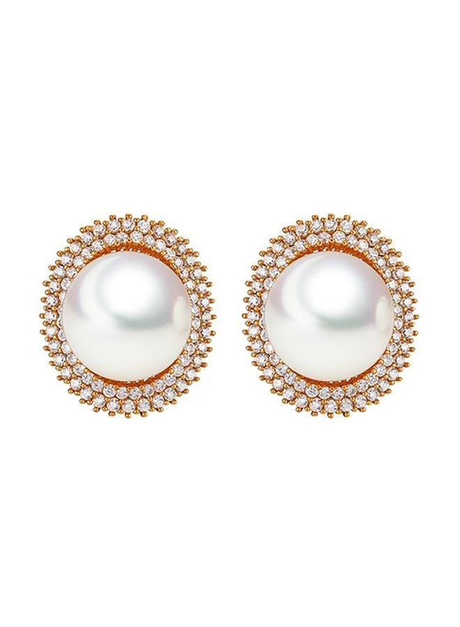 NIBEMINENT 18K Gold Plating Pearl Studded Earrings 