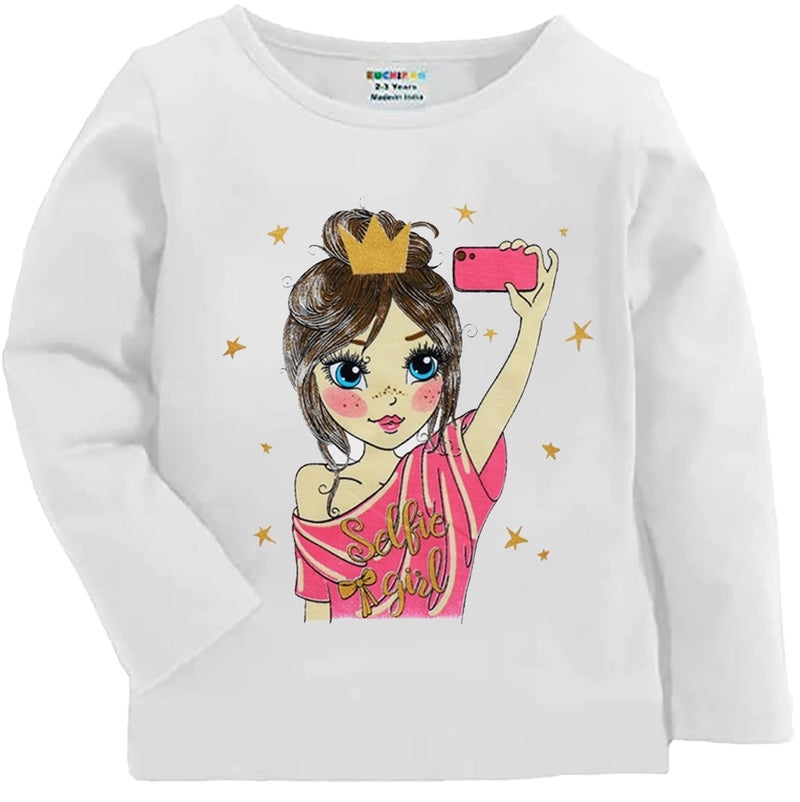 Kuchipoo Girls Regular Fit Full Sleeves Cotton T-Shirts (KUC-TSHRT-130, 2-3 Years, Multi-Colored) - Image 3