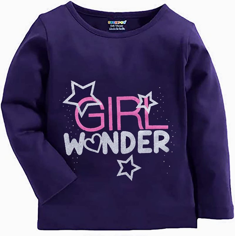 Kuchipoo Girls Regular Fit Full Sleeves Cotton T-Shirts (KUC-TSHRT-130, 2-3 Years, Multi-Colored) - Image 5