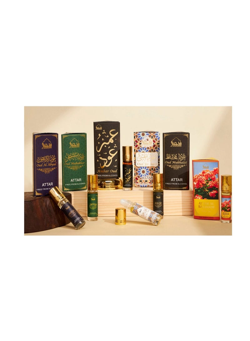 Dukhni Ma’amoul  Attar Oil Set | Authentic Arabic Fragrance Oils| Long- lasting Halal Scents for Ramadan & Eid Gifts | Oud Mukhalat, Oud Mubakhar, Oud Abyad, Oud Ya Aini, Attar Al Bakhoor, Ambar Oud - Image 2