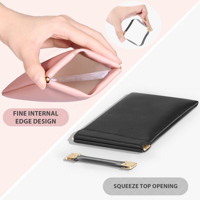 CHICECO CHICECO Squeeze Top Sunglass Case-Portable Eyeglass Pouch with Adjustable Lanyard Soft Leather Glasses Case 2 Pack  - Image 3