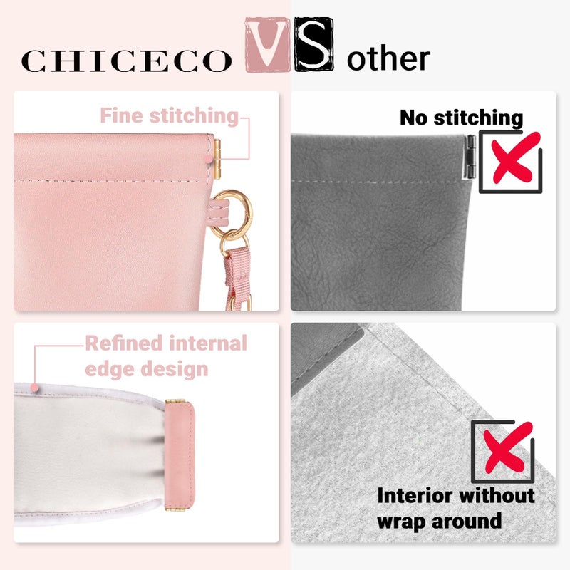 CHICECO CHICECO Squeeze Top Sunglass Case-Portable Eyeglass Pouch with Adjustable Lanyard Soft Leather Glasses Case 2 Pack  - Image 5