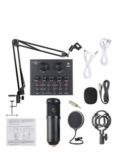 Generic Microphone,Live Sound Card & BM800 Suspension Microphone Kit Broadcasting Recording Condenser Microphone Set Intelligent Volume Audio Mixer Sound Card for Computer PC Live Sound  - Image 4