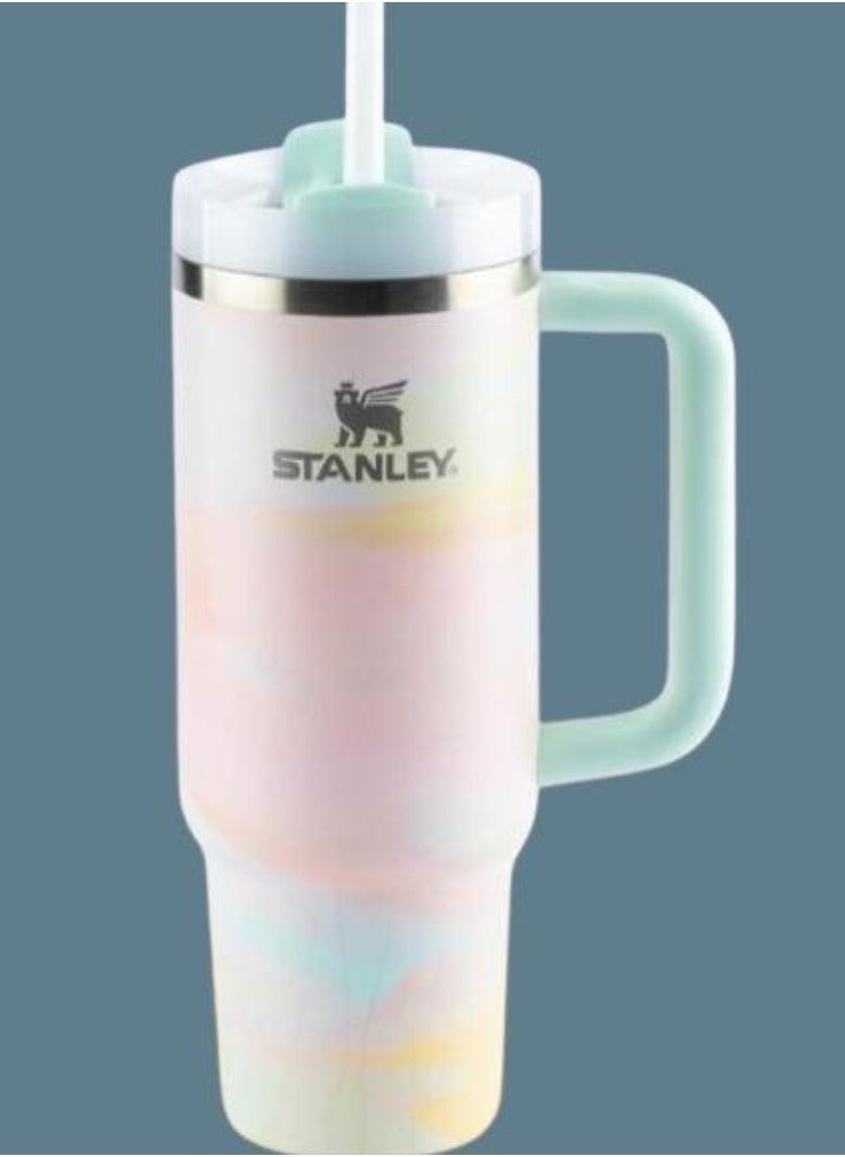 Stanley Quencher H2.0 40oz Vacuum Insulated Tumbler – Brush Strokes Travel Mug with Reusable Lid and Straw for Water, Coffee, Smoothies, and Iced Tea – Durable, Stylish, and Leakproof - Image 1
