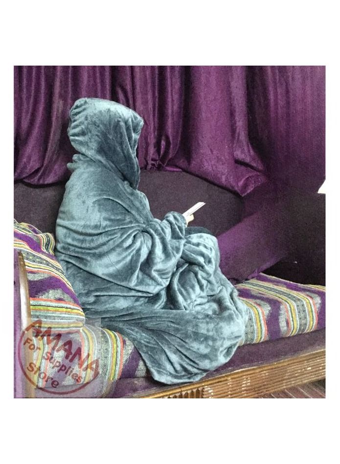 Mintra High Quality - Soft Blanket Cape / Hoodie - (One Size Fits All ) Dark Grey - Image 4
