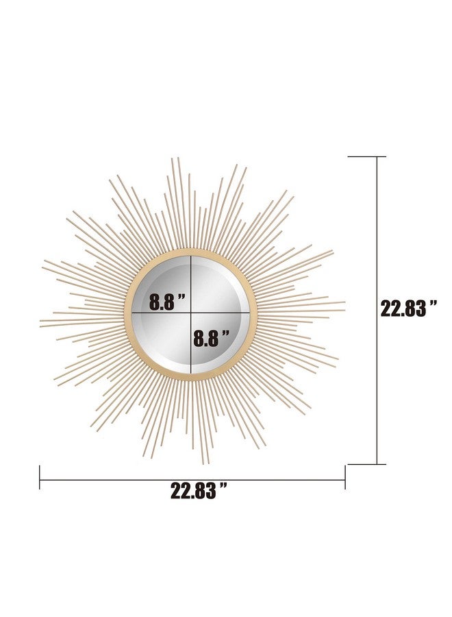 Stonebriar Round 23" Antique Gold Metal Starburst Hanging Wall Mirror with Attached Mounting Bracket, Decorative Decor for the Living Room, Bedroom, Bathroom, Hallway, and Entryway - Image 3