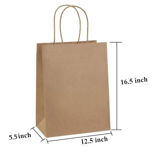Aakriti Craft Paper Bags with Handles, 17"x4"x15" Brown - Eco-Friendly - High Tensile & Load Capacity for Retail, Shopping, Wedding, Birthday (20 PCS) XL - Image 2
