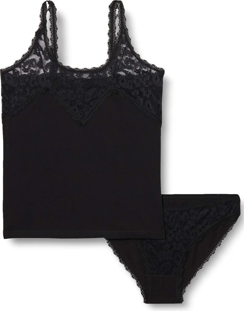 Hepsine Rakip Rivaling All Women's Top and Bottom Set, Lace Detailed Cotton Tank Top-Bikini 6356