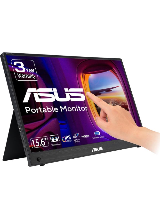 ZenScreen Touch 16” USB-C Portable Monitor (MB16AMTR) - Full HD, IPS, Built-in Battery, Kickstand, Tripod Socket, Eye Care, Compatible with Laptops, Smartphones and Game Consoles, 3 yr Warranty Black