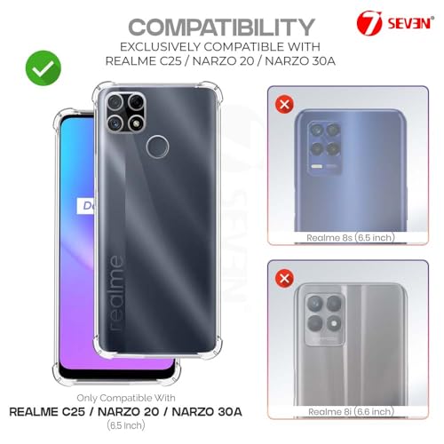 7-Seven غطاء خلفي 7SEVEN® لهاتف Realme C25 | Narzo 20 | Narzo 30A تصميم شفاف مقاوم للصدمات حماية حواف الكاميرا غطاء هاتف شفاف من السيليكون TPU الناعم ومرن - Image 2