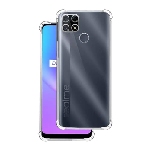 7-Seven غطاء خلفي 7SEVEN® لهاتف Realme C25 | Narzo 20 | Narzo 30A تصميم شفاف مقاوم للصدمات حماية حواف الكاميرا غطاء هاتف شفاف من السيليكون TPU الناعم ومرن - Image 1