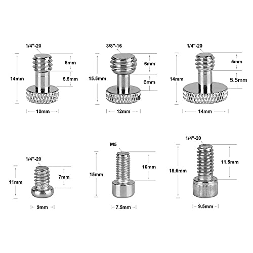 CAMVATE 1/4"-20 & 3/8"-16 & M5 Thread Screw Nuts Assortment Kit for DSLR Camera Cage Rig & Accessories Assembly (16 PCS) - 2777 - Image 2