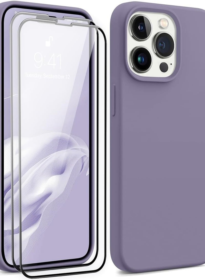 ELTRAZONE [3-in-1] iPhone 15 Pro Case Bundle – Light Gray Premium Liquid Silicone Cover with 9H Tempered Glass Screen Protector - Image 1