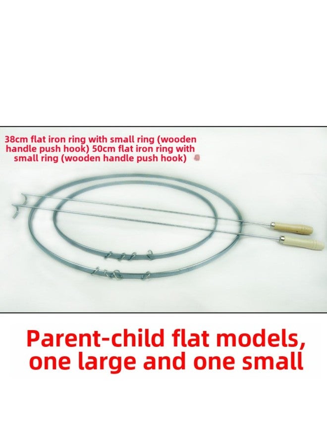 Solid Bold Rolling Iron Ring Rolling Iron Ring Traditional Nostalgic Toys Push Iron Ring Iron Ring Folk Fitness Toys-Specifications:Parent-Child Set 38+50 Flat - Image 1