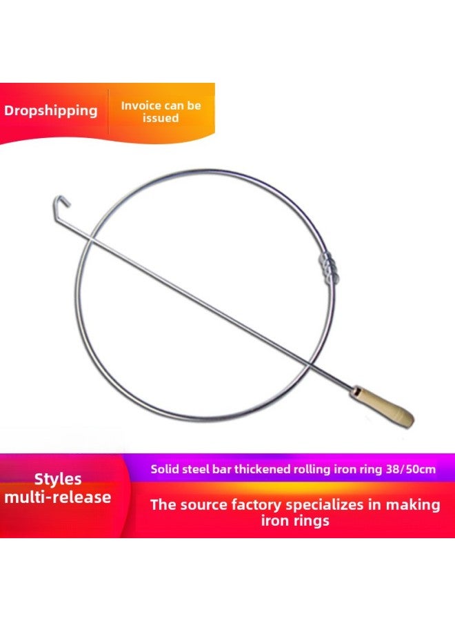 Solid Bold Rolling Iron Ring Rolling Iron Ring Traditional Nostalgic Toys Push Iron Ring Iron Ring Folk Fitness Toys-Specifications:Parent-Child Set 38+50 Flat - Image 4