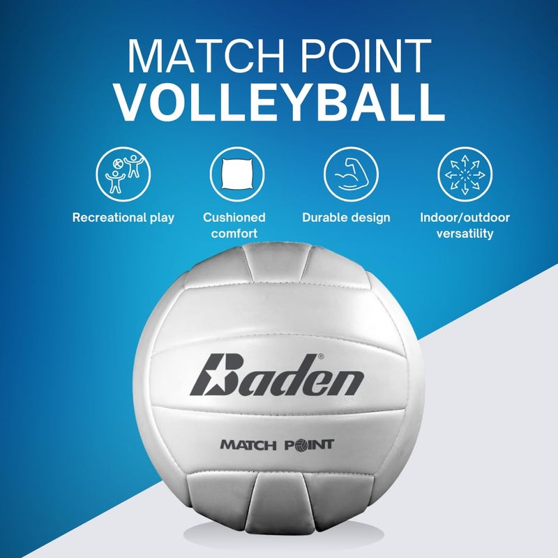 Baden MatchPoint Official Size 5 Cushioned Volleyball | Premium Comfort and Durability for Competitive Play | White - Image 3