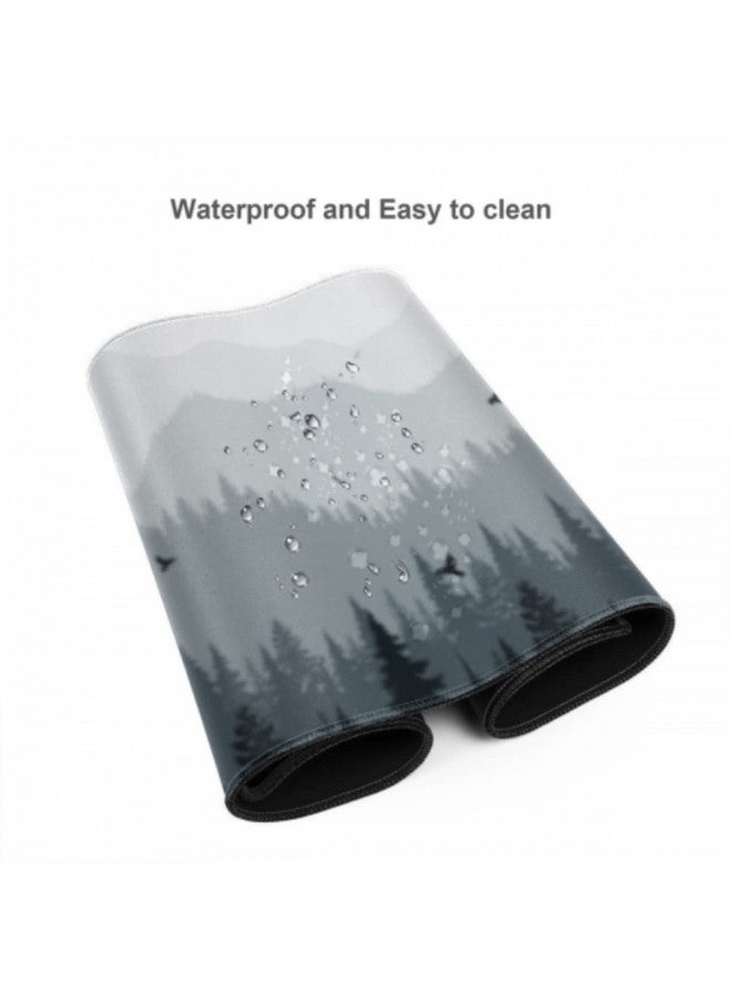 AQQA Large Mouse Pad, Full Desk XXXL Extended Gaming Mouse Mat 35" x 17", Misty Forest Design Background Mousepad Keyboard with Non-Slip Rubber Base for Gaming Office Laptop Computer, Tree - Image 3