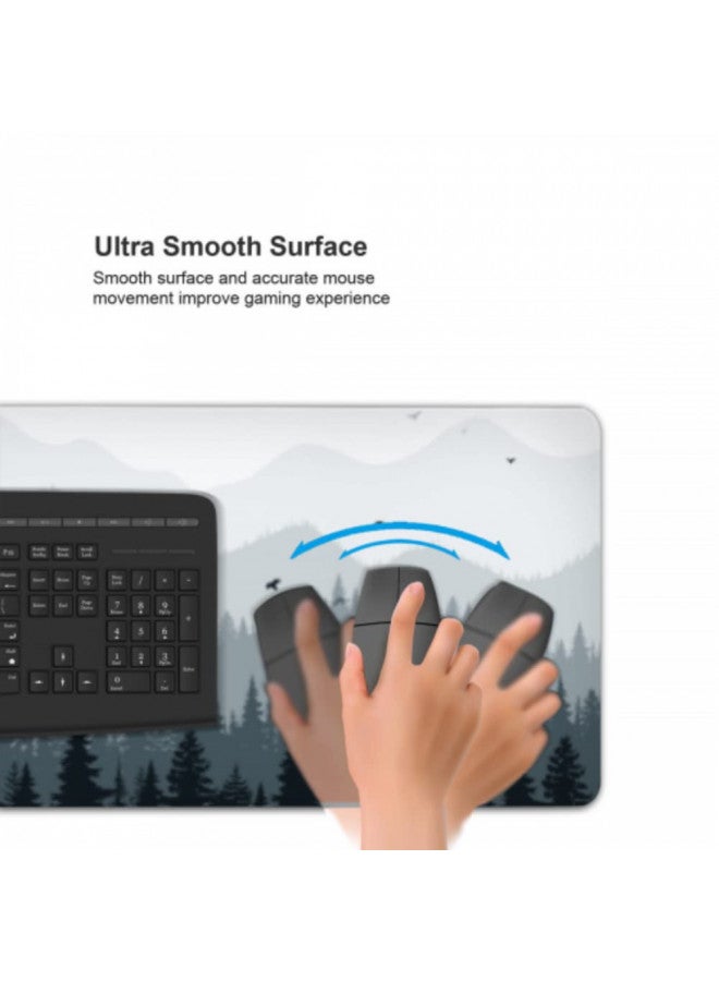 AQQA Large Mouse Pad, Full Desk XXXL Extended Gaming Mouse Mat 35" x 17", Misty Forest Design Background Mousepad Keyboard with Non-Slip Rubber Base for Gaming Office Laptop Computer, Tree - Image 4