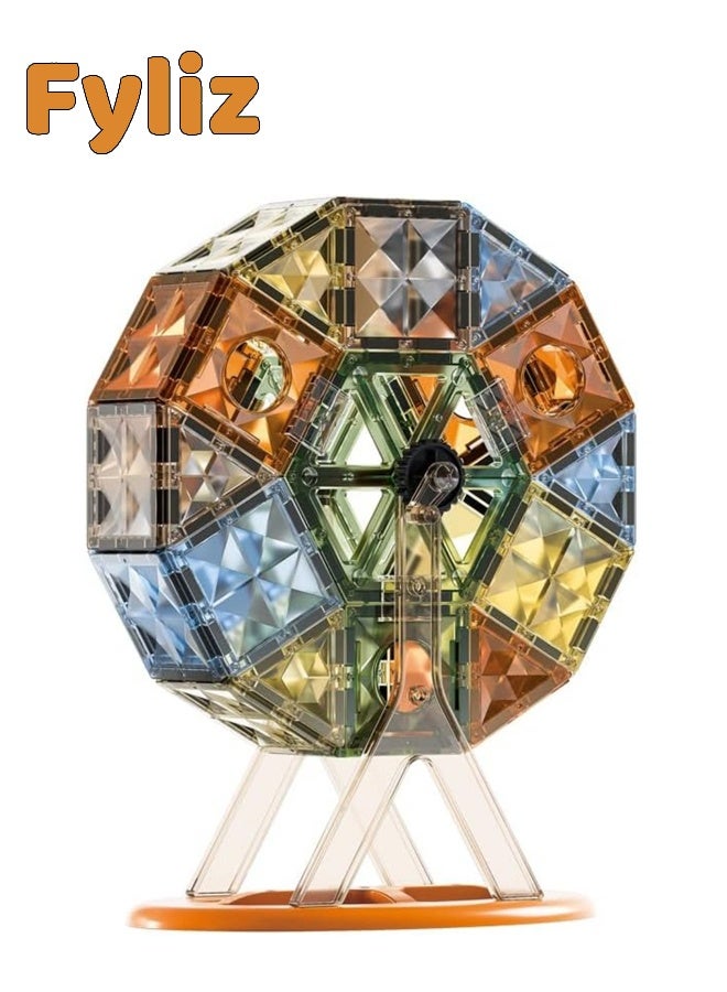 Fyliz Magnetic Tiles 57 Pcs Set for Kids 3D Magnet Building Blocks Educational STEM Toys for Kids Preschool (57PCS) - Image 1