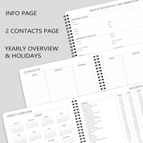 Indeme 2026 Planner - Planner 2026 Weekly and Monthly, Jan. 2026 - Dec. 2026, 8" x 10", with Tabs, Thick Paper, Spiral Binding, Classic Black - Image 5