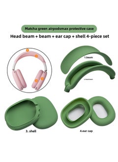 Generic For Apple Airpods Max Silicone Head Beam Protective Cover Beam Dust-proof Bluetooth Headset Ear Movers-Specifications:Matcha Green Four-piece Set (head Beam Beam Ear Cap Shell)  - Image 1