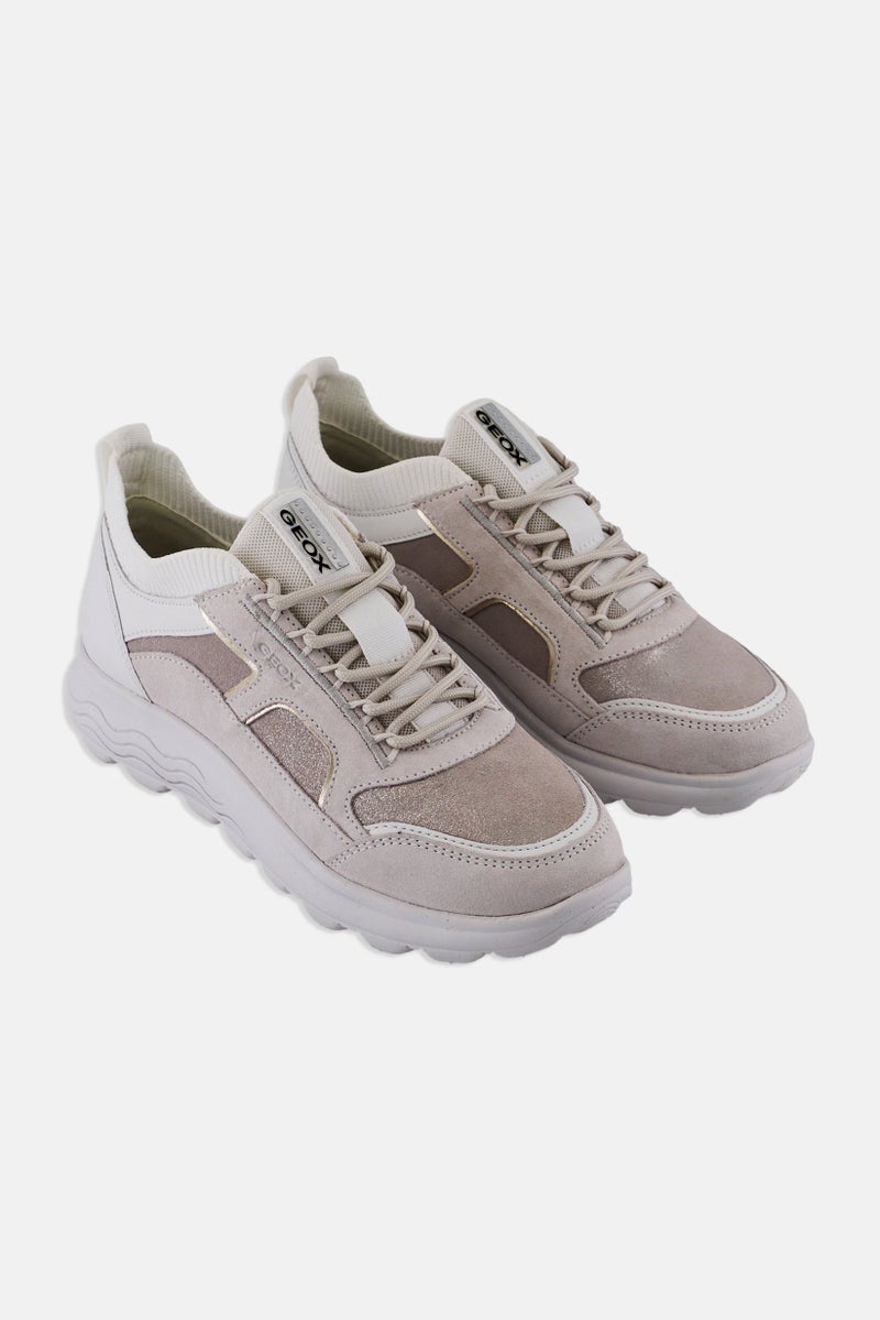 GEOX Women D Spherica C Lace Up Sneakers, Off White - Image 1