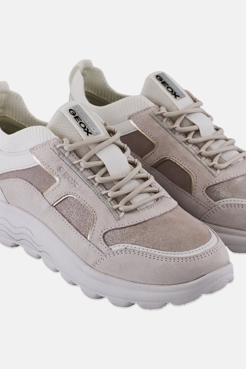 GEOX Women D Spherica C Lace Up Sneakers, Off White - Image 3