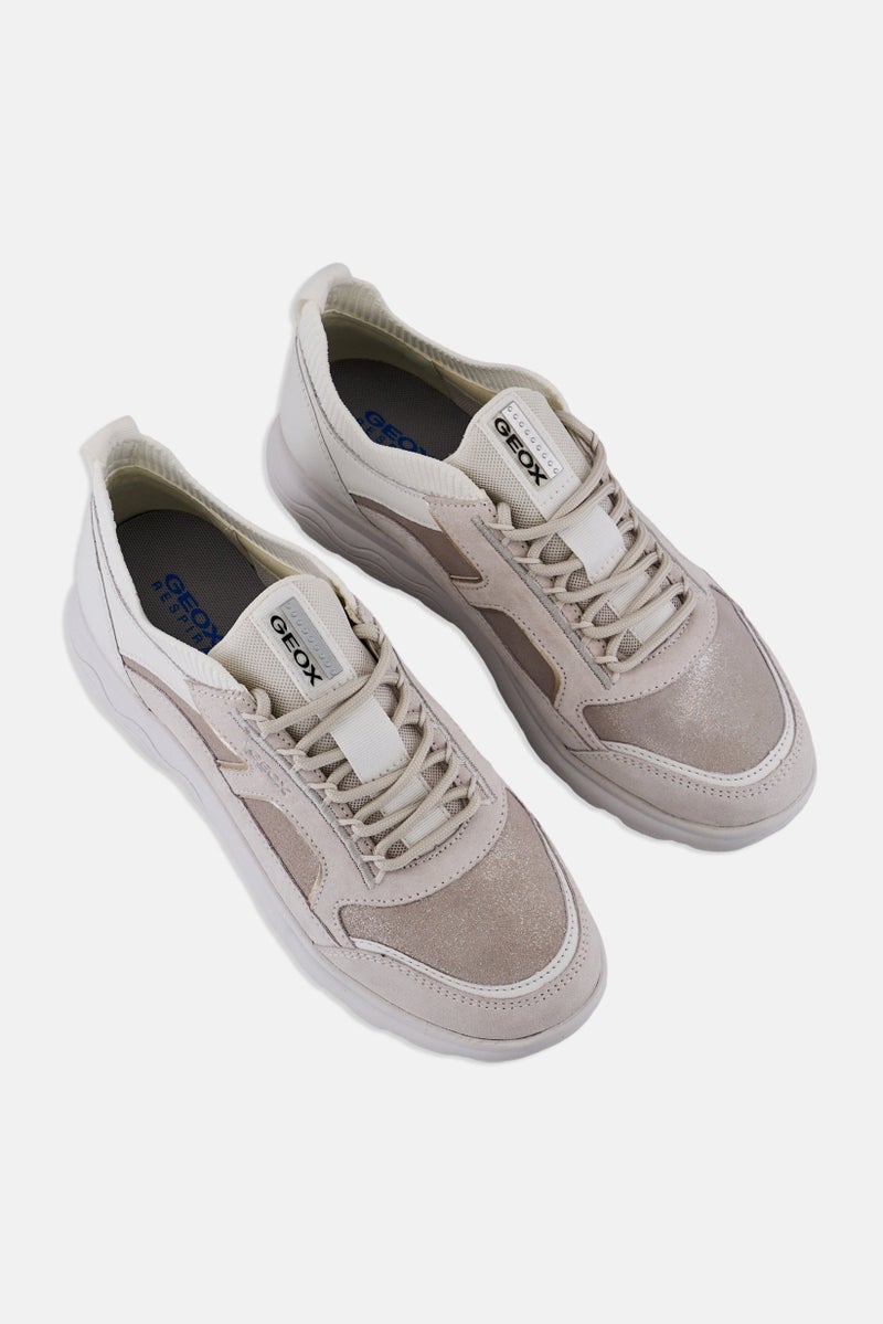 GEOX Women D Spherica C Lace Up Sneakers, Off White - Image 4