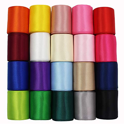 BAORJCT 1-1/2 Inch Wide Solid Color Double Sided Polyester Satin Ribbon 20 Colors X 2 Yard Each Total 40 Yds Per Package - Image 2