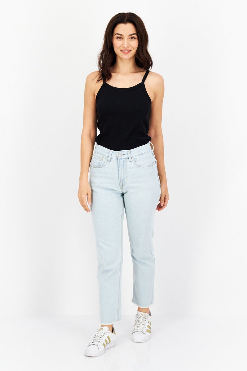 QUIKSILVER Women Up Sized Washed Denim Jeans, Blue - Image 3