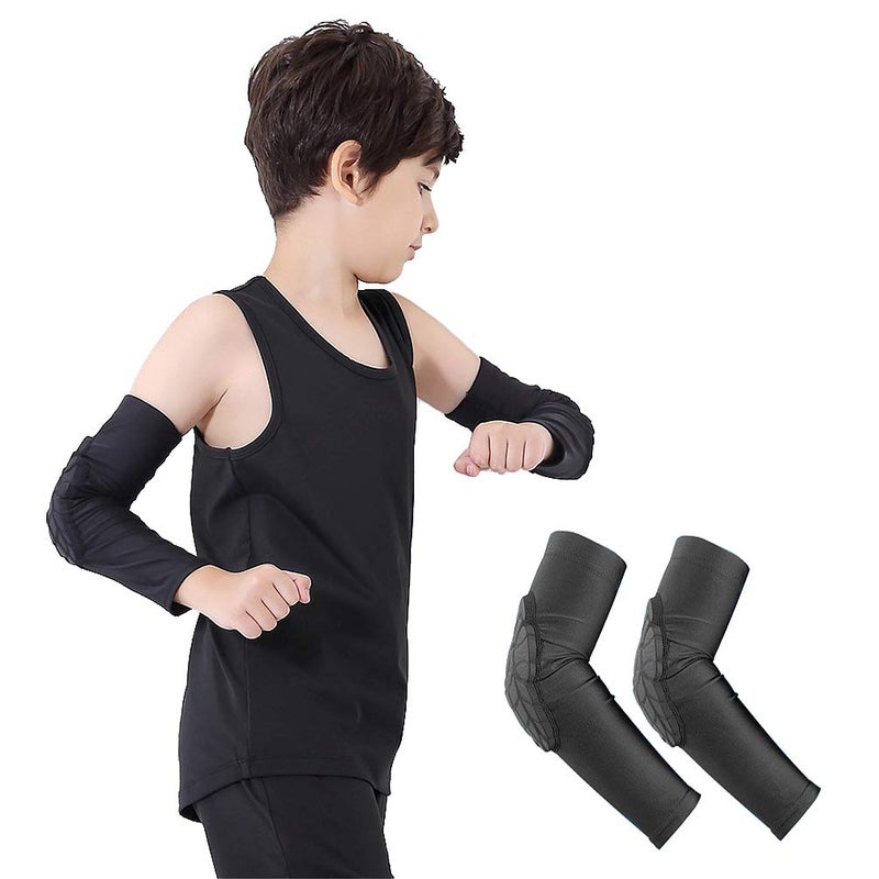 Luwint Children Volleyball Arm Pads Boys Girls Compression Armour Protective Elbow Guard for Football Basketball Baseball Bowling Tennis Hockey Sports 1 Pair Large - Image 2
