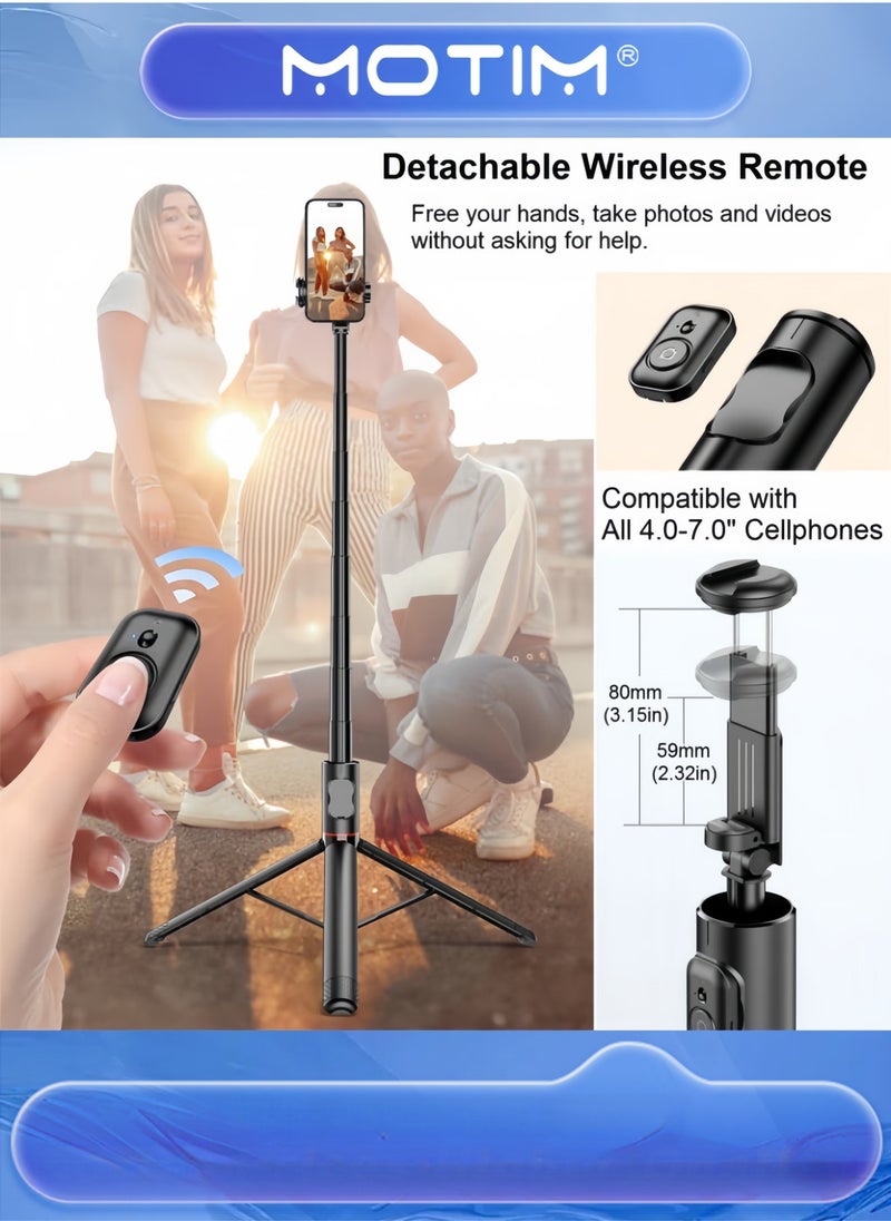 Extendable Cell Phone Tripod Stand 72-inch All-in-One Selfie Stick with Wireless Remote for iPhone & Android